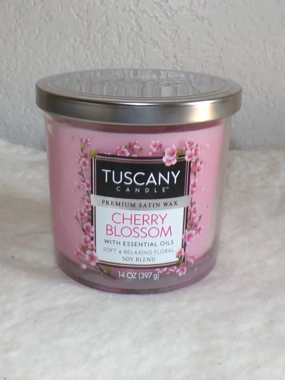 Tuscany Candle Cherry Blossom Essential Oils Premium Satin Wax 14 oz New